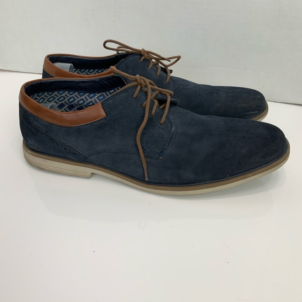 Freeman Sz 13 Dorian Navy Blue Suede Memory Foam Lace Up Oxfords Shoes
